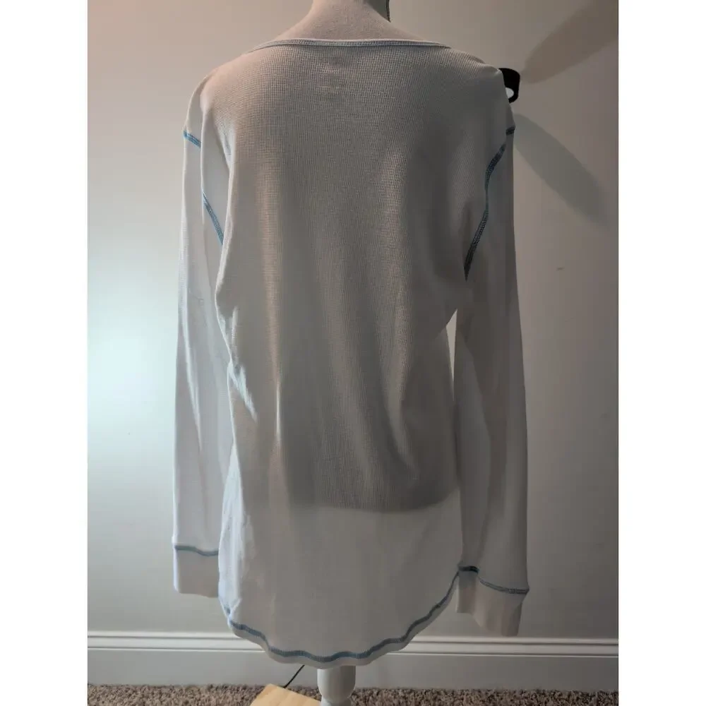 Women's Disney Japan Mickey & Minnie LOVE Shirt XL White Long Sleeve thermal NEW - Picture 6 of 11
